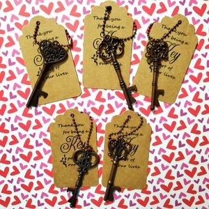 😀 HAND CRAFTED Set of 5 key chain cap openers with thank you tags.